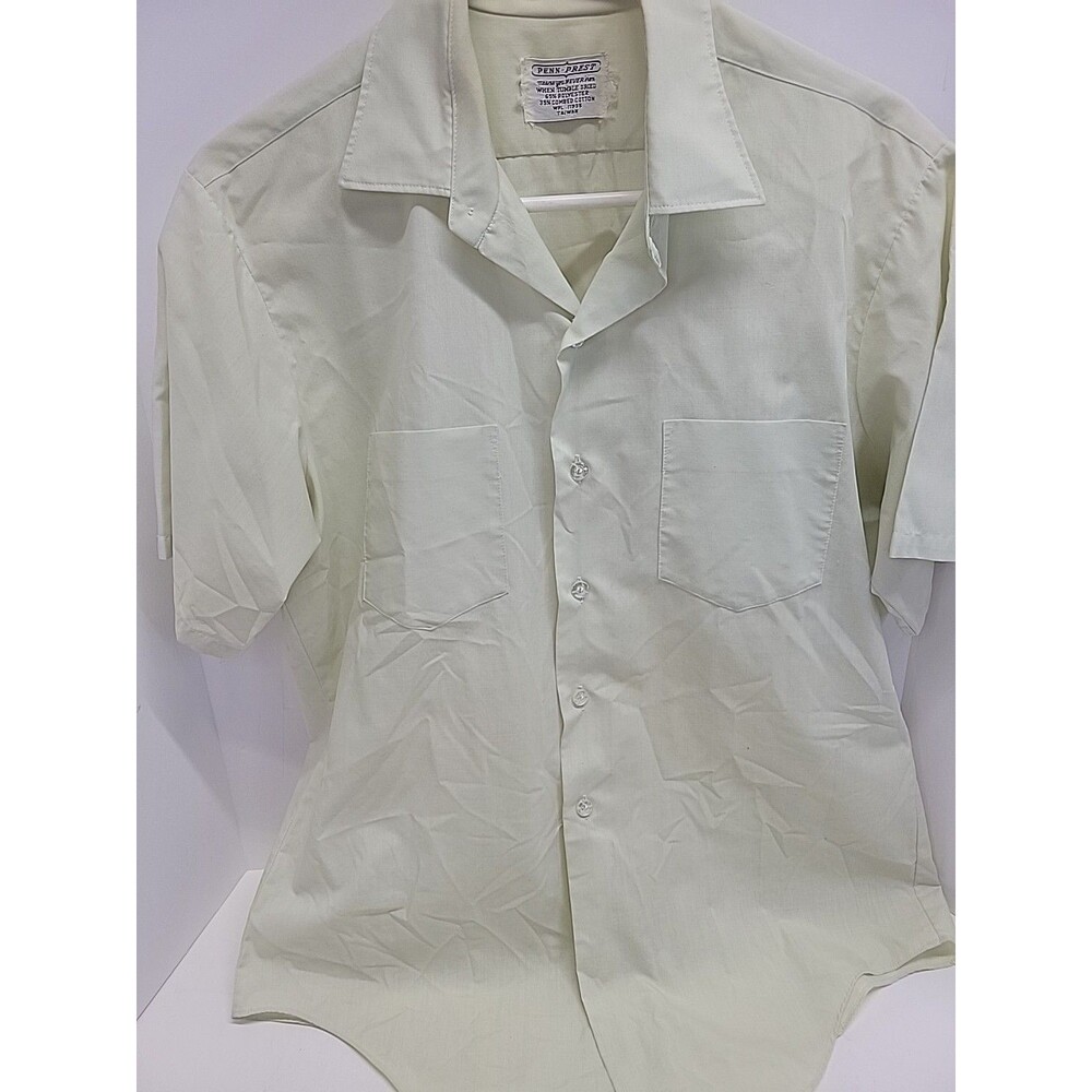 Penneys Towncraft Penn-Prest Men’s Vtg Short Sleeve Loop Collar Pocket Shirt‎ L